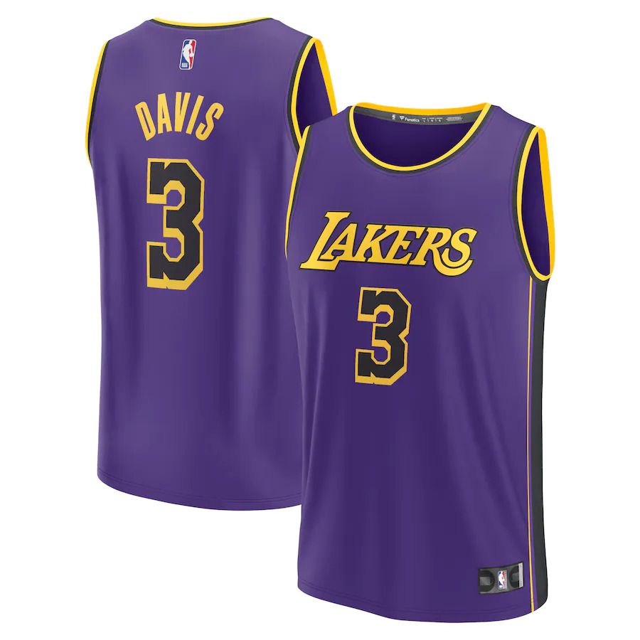 Men Los Angeles Lakers #3 Anthony Davis Fanatics Branded Purple Statement Edition 2022-23 Fast Break Replica Player NBA Jersey->youth nba jersey->Youth Jersey
